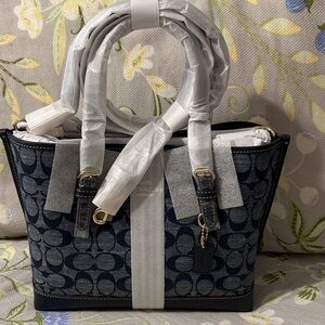 Coach Navy Monogram Tote